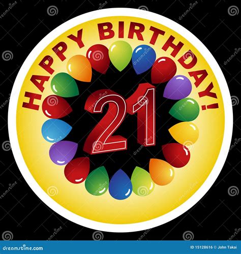 Happy 21st Birthday Vector Illustration Blue Card