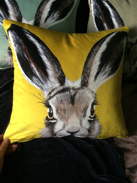 Handmade Velvet Hare Cushion Cover English Mustard Uplift Any Etsy