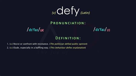 Defy Meaning And Pronunciation Audio Dictionary Youtube