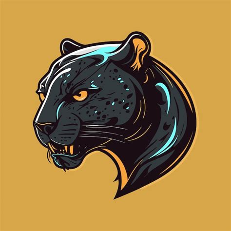 Pantera Negra Cara Logo Mascota Icono Animal Salvaje Carácter Vector