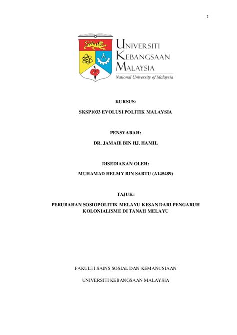 Savesave materi kolonialisme dan imperialisme eropa i.pdf for later. (PDF) Kolonialisme & Perubahan Sosiopolitik Melayu di ...