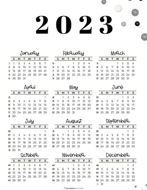 2023 Calendar Printable Cute And Free 2023 Yearly Calendar Templates