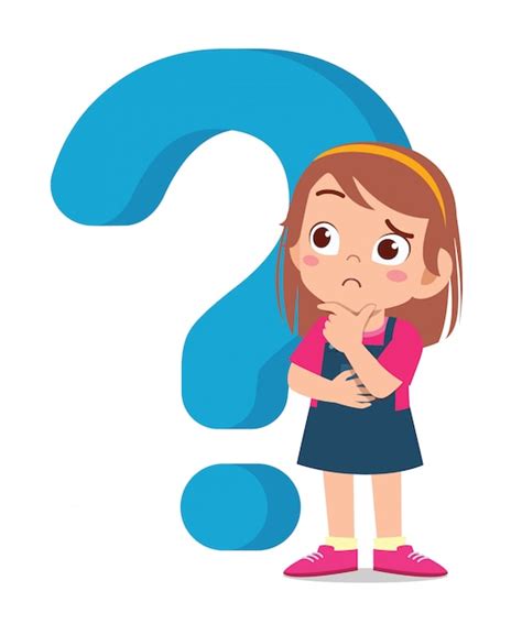 Premium Vector Happy Cute Little Kid Girl With Question Mark