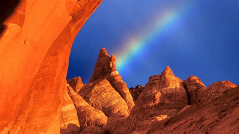 Arch With Rainbow Arches National Park Utah Arches National Park