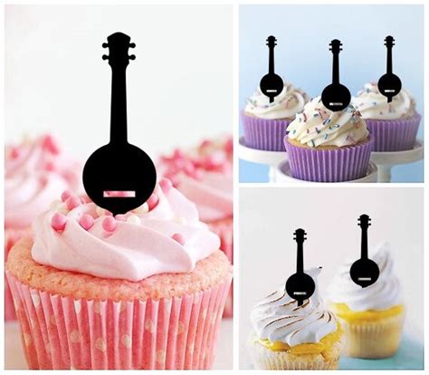 Banjo Music Instrument Cupcake 10 Toppers Laser Cut Acrylic Etsy