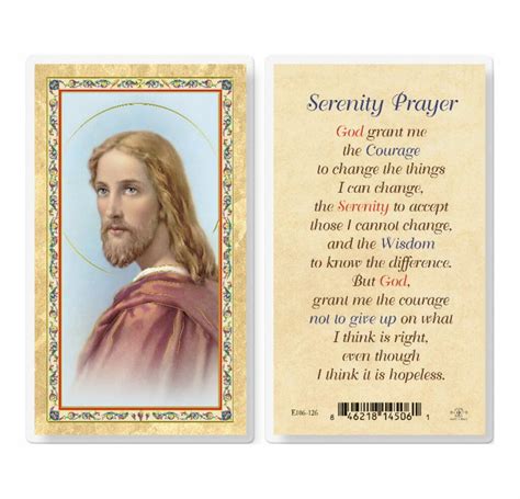 Serenity Prayer - Head of Christ Gold-Stamped Laminated Holy Card - 25 ...