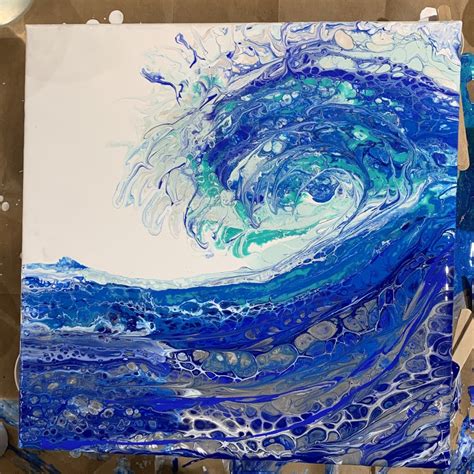 Abstract Wave Acrylic Pour Painting Class Michelles Art Studio