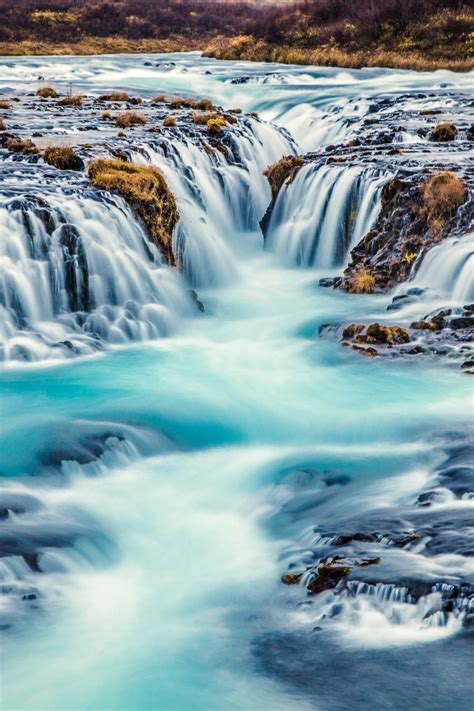 Bruarfoss Waterfall Wallpaper 4k Iceland River Stream Blue Water