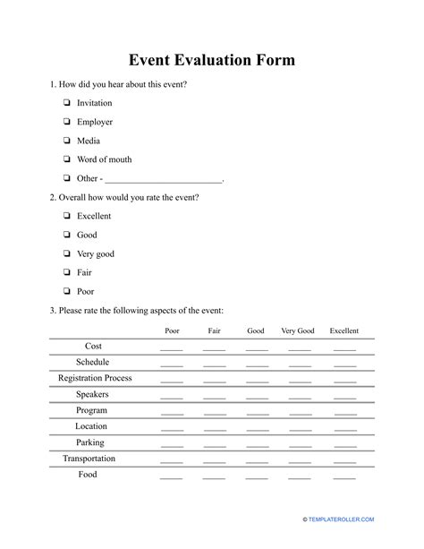 Event Evaluation Form Fill Out Sign Online And Download Pdf