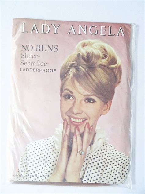 vintage stockings 1960s unworn lady angela nylon mesh… gem