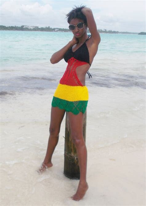Jamaican Colors Handmade Crochet Dress See Trough 04 Bikini