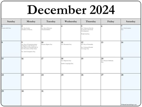 December 2022 With Holidays Calendar