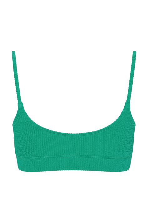 Plus Size Green Textured Bikini Top Yours Clothing