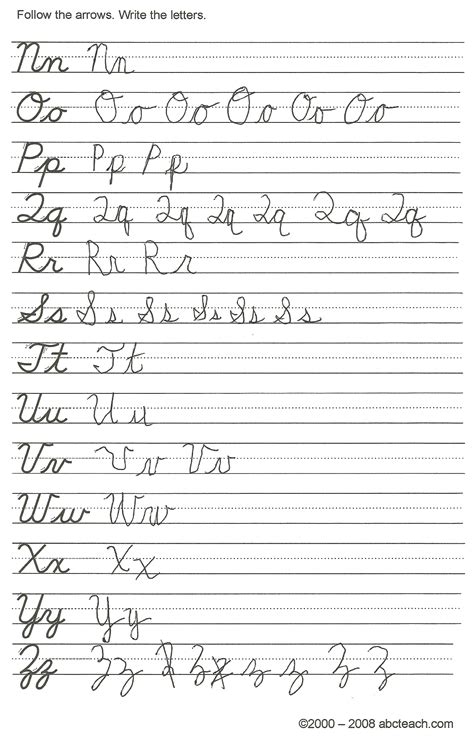 Cursive Handwriting Practice Sheets Free Printable Forms For Adults