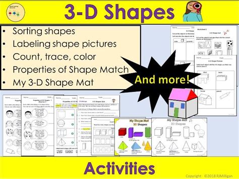 3d Shapes Sorting Activities Worksheets Count Trace Color Labeling