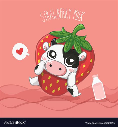 Strawberry Milk Royalty Free Vector Image Vectorstock