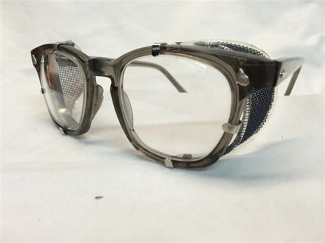 American Optical Ao Safety Glasses New Old Stock Vintage Gray Clear Lenses 46 Eye Detachable