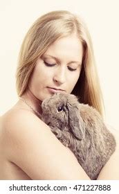 Naked Woman Bunny Embrace Stock Photo Shutterstock