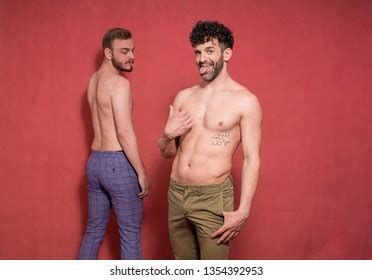 Two Gay Men Shirtless Flirting One Stock Photo Shutterstock