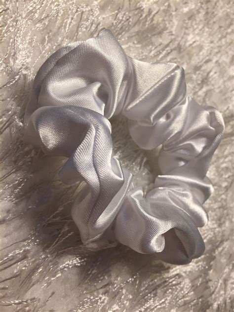 White Satin Scrunchie Aesthetic Hair Tie Cute Hair Accessories