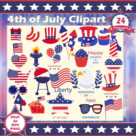 4th Of July Clipart Patriotic Clipart Independence Day Made By