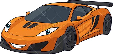 Orange Sport Racing Car Cartoon Clipart Vector Friendlystock