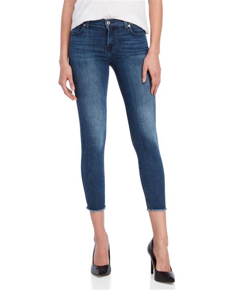 For All Mankind Denim Gwenevere Frayed Hem Ankle Jeans In Blue Lyst