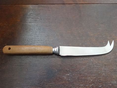 Vintage English Wood Handled Jupiter Stainless Steel Sheffield Cheese