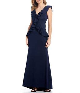 NEW Designer Jessica Howard Black Ruffled V Neck Scuba Gown Sz 12 EBay