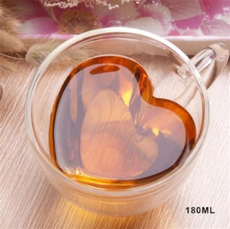 Cute Heart Shape Love Coffee Mug Coffee Cup Glass T Etsy