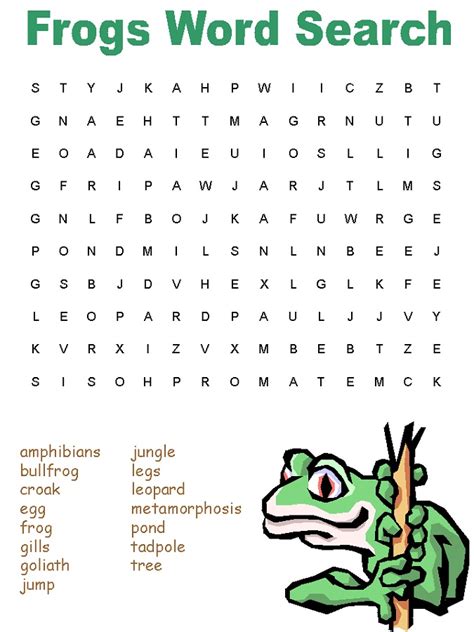 Frog Word Search Printable Activity Shelter