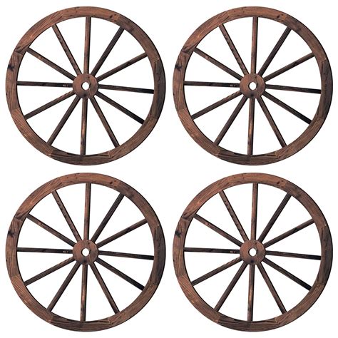 Buy 4 Pieces Wooden Wagon Wheel Wall Decor 10 Inches Old Western Wood