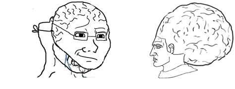 Illustrations of brainlets are often depicted as the character wojack with an. Small Brain Wojak : Wojak Feels Guy Stickers For Telegram ...