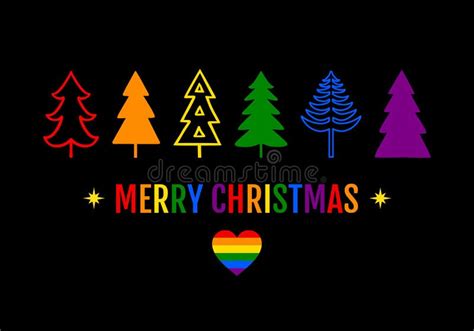 rainbow christmas trees lgbt pride gay lgbtq vector card stock vector illustration of