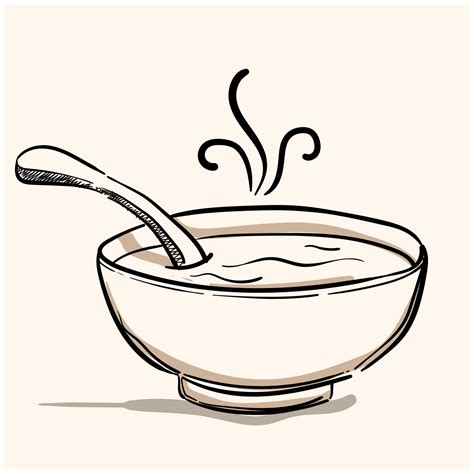 Bowl Of Hot Soup Hand Drawn Doodle Icon Miso Soup Vector Sketch