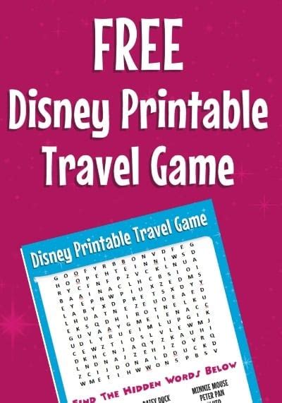 Free Disney Word Search More Printable Travel Games For Kids