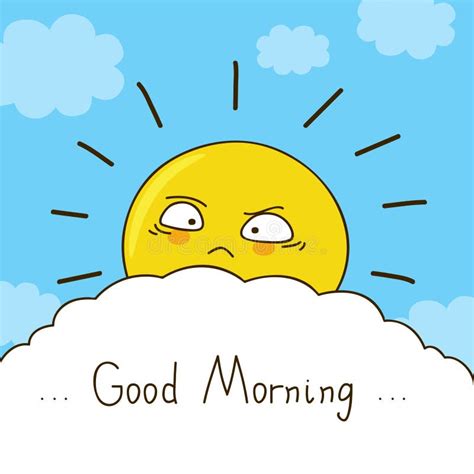 Tired Sun Wishes You Good Morning Stock Vector Image 60801150