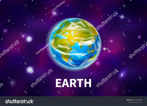 Bright Realistic Earth Planet On Colorful Stock Vector Royalty Free