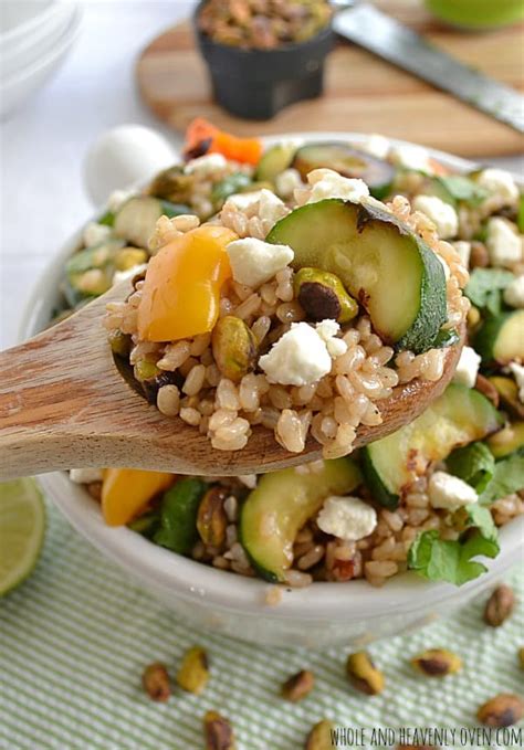 Summer Rice Salad With Grilled Veggies Feta