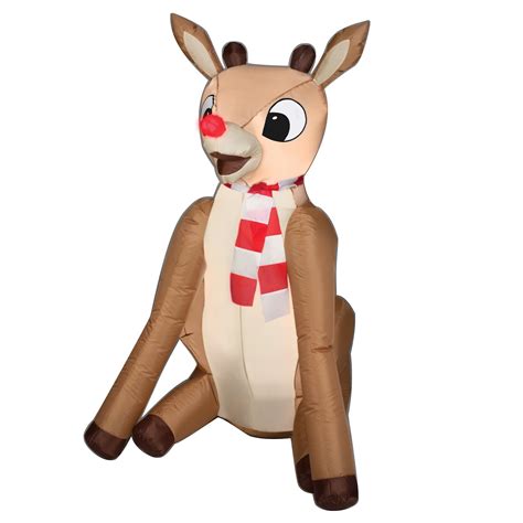 Rudolph The Red Nosed Reindeer 4ft Airblown Rudolph With Light Up Nose Seasonal Christmas