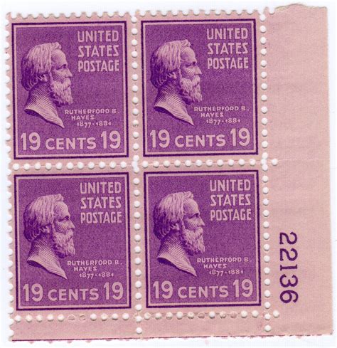 Scott 824 Rutherford B Hayes Plate Block Of 4 Stamps Mnh P22136