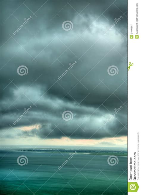 Rain Storm Cloud Over The Lake Hdr Stock Image Image Of Space High