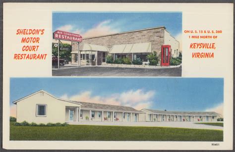 Sheldons Motor Court Restaurant Us 15 Us 360 Keysville Va Postcard 1950s