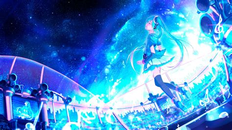 Anime Girls Hatsune Miku Vocaloid Long Hair Closed Eyes Skirt Anime Wallpaper Anime