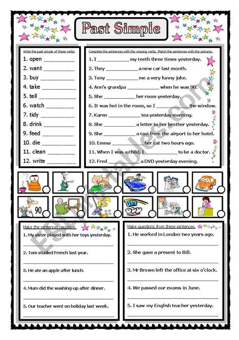 Printable Past Simple Worksheet With Pictures
