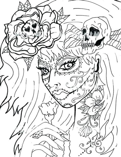 Sugar Skull Girl Coloring Pages At Getdrawings Free Download