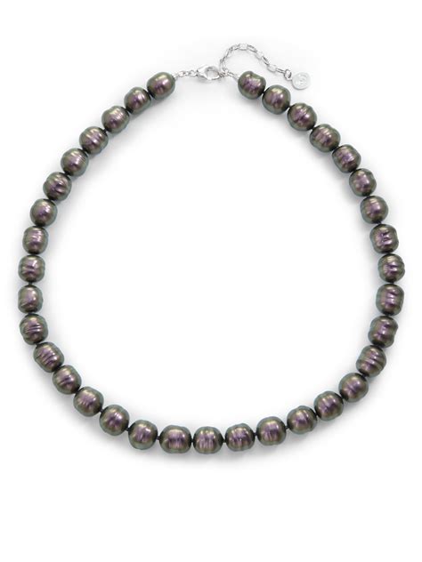 Lyst Majorica 12mm Tahitian Baroque Pearl Necklace In Metallic
