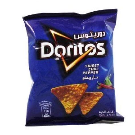 Doritos)‏ هي شركة وعلامة تجارية أمريكية لإنتاج التورتيلا. دوريتوس حار حلو كيس كبير - حلويات وبسكويتات المدينة