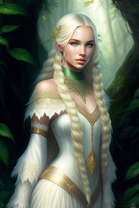 Lexica Gothic White Mage Blonde Braided Hair Dove Cameron Wearing Ivory Carved Bone Armor In