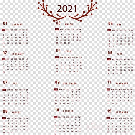 Printable 2021 Yearly Calendar 2021 Yearly Calendar Clipart Calendar